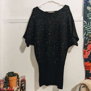 Vintage Rachel Roy Sequin Metallic Knit Sweater Dress